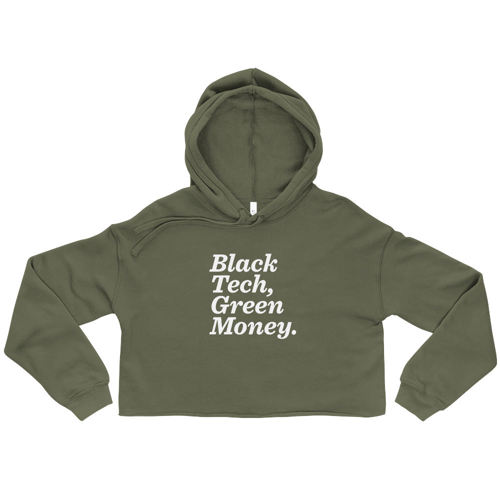 Black Tech Green Money Crop Hoodie